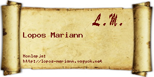 Lopos Mariann névjegykártya
